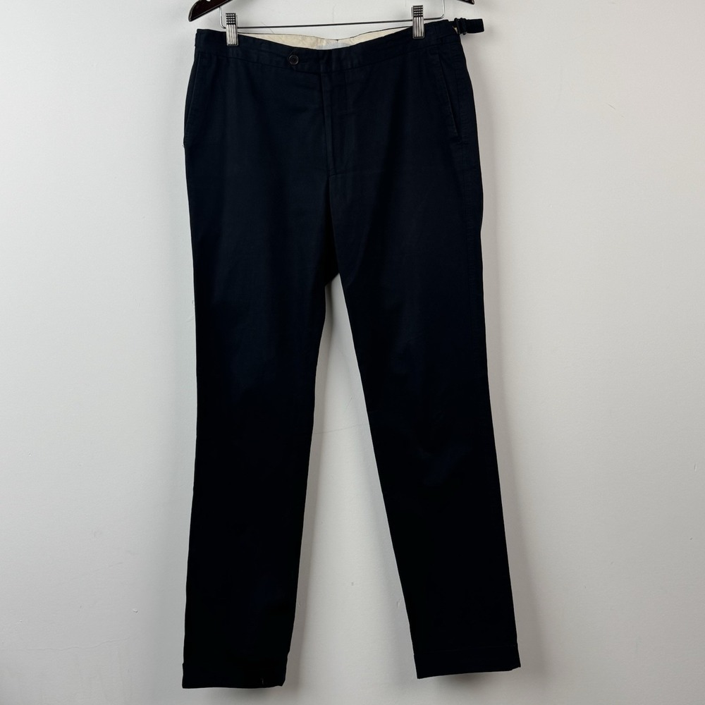Hackett London Miani Pants Mens 32 Navy Side Tab Adjusters Smart Casual Cotton